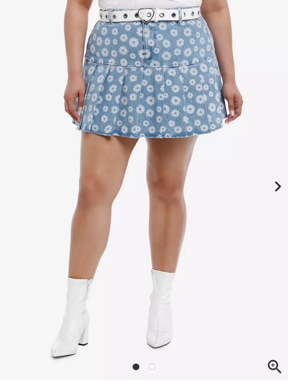 Floral Ruffle Denim Mini Skirt - Light Blue
